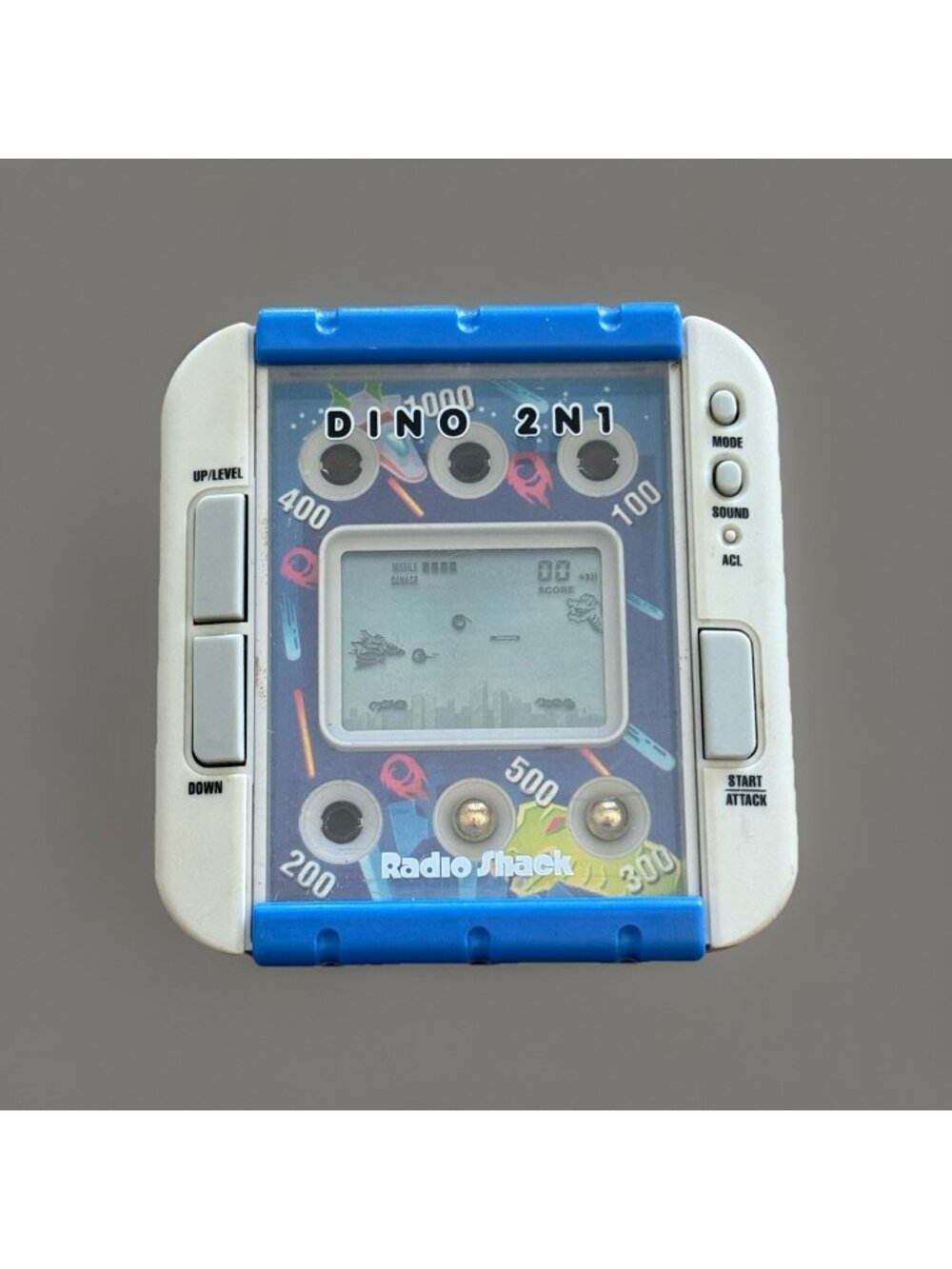 VTG 90s Radio Shack "DINO 2 In 1" Handheld Dinosaur Space Video Game WORKS